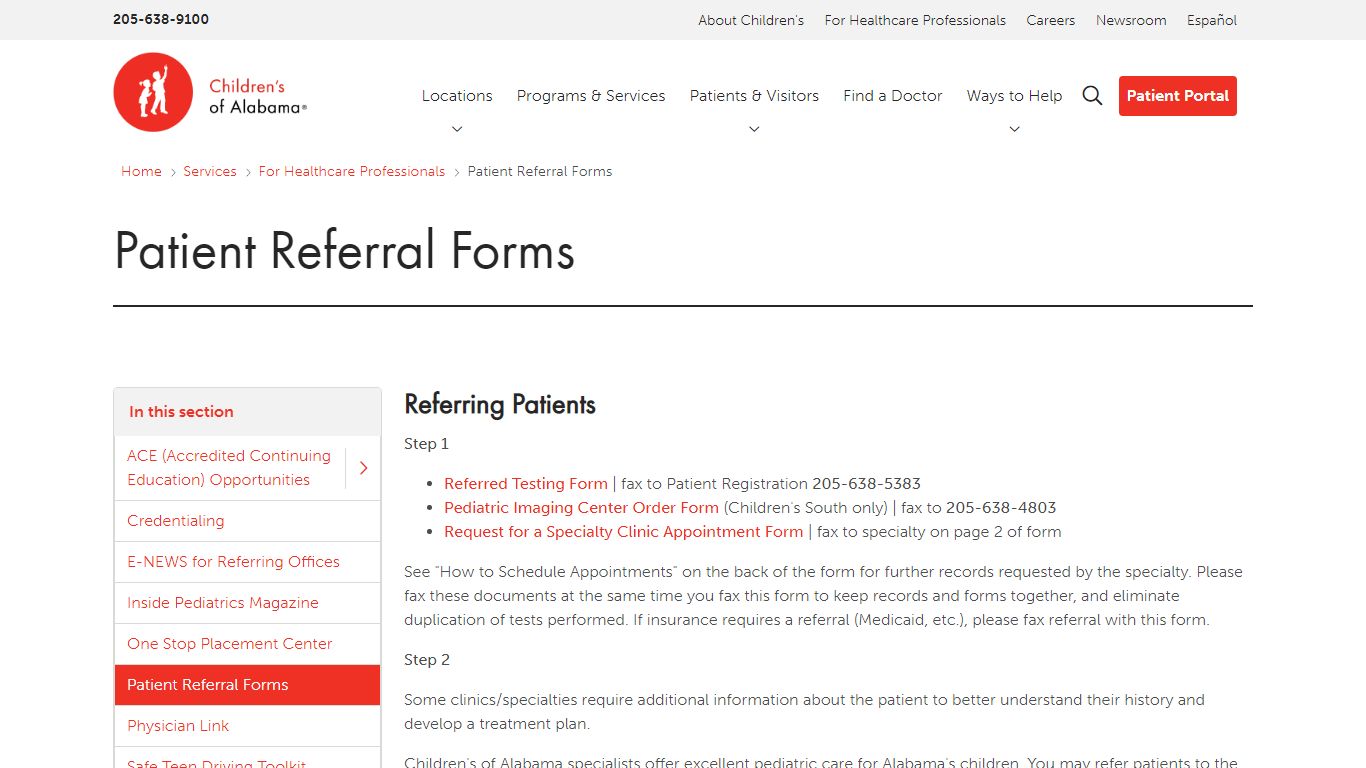 Patient Referral Forms | Children's of Alabama