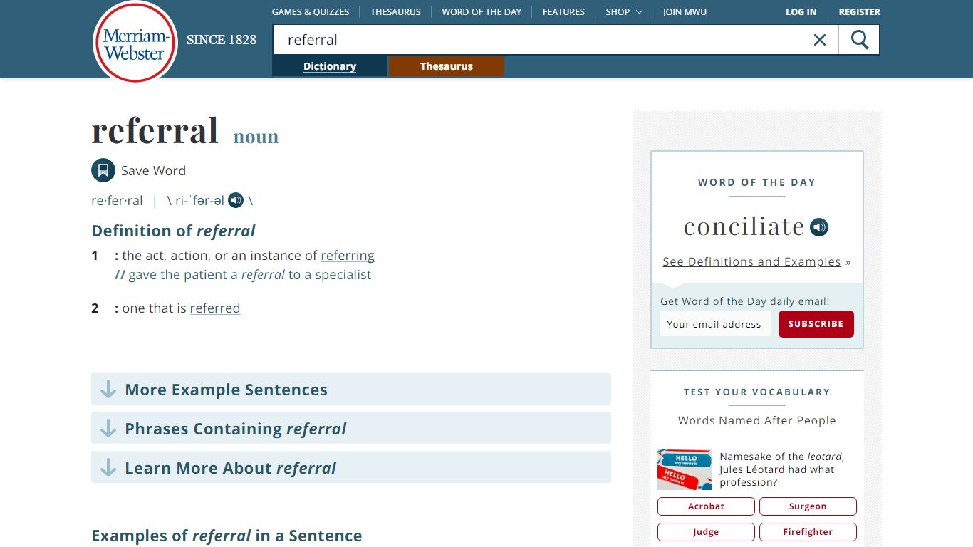 Referral Definition & Meaning - Merriam-Webster