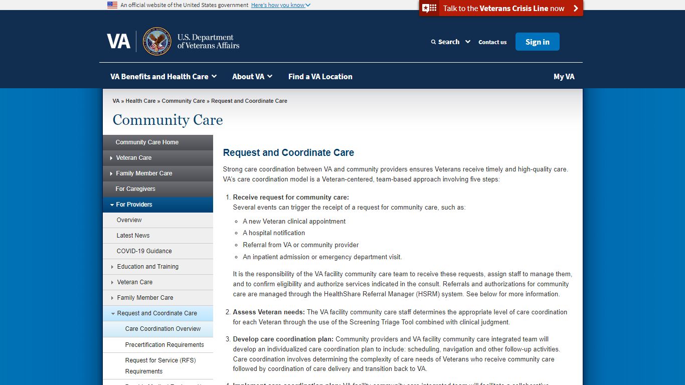 Request and Coordinate Care - Community Care - Veterans Affairs